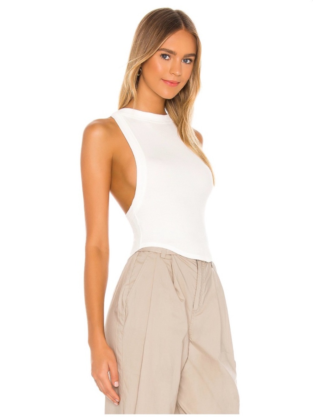 The Line by K White Ribbed High-Neck Tank